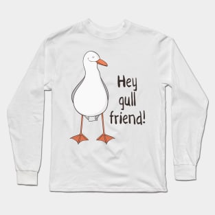 Hey Gull Friend! Funny Seagull Pun Gift Long Sleeve T-Shirt